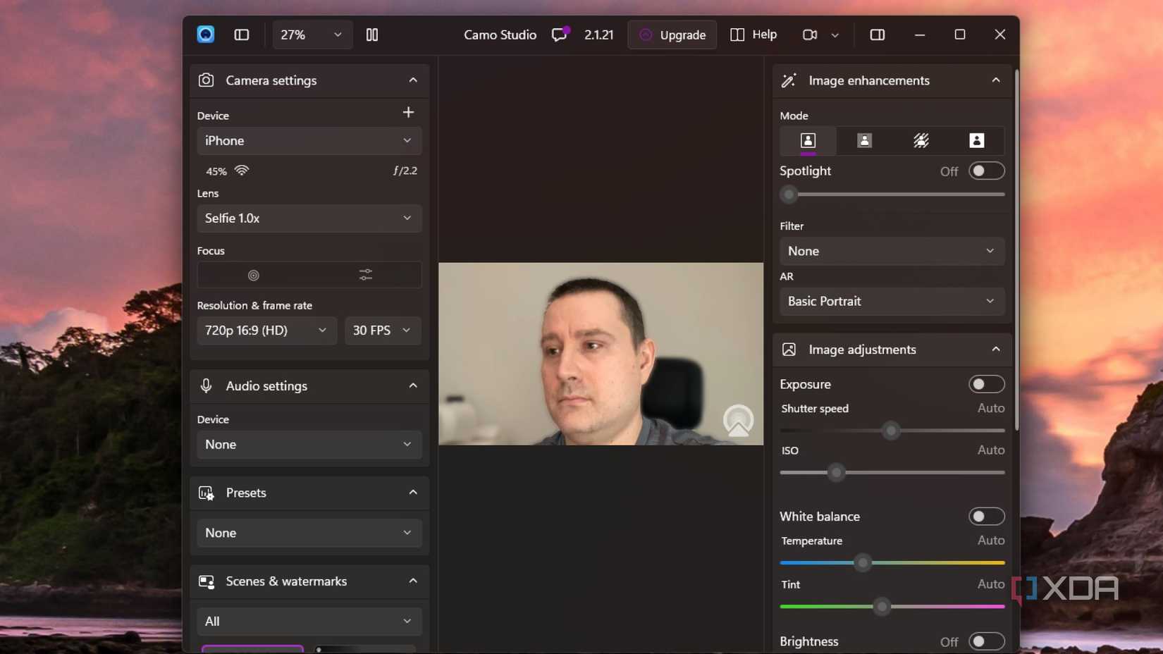 screenshot of camo app beauty feature option