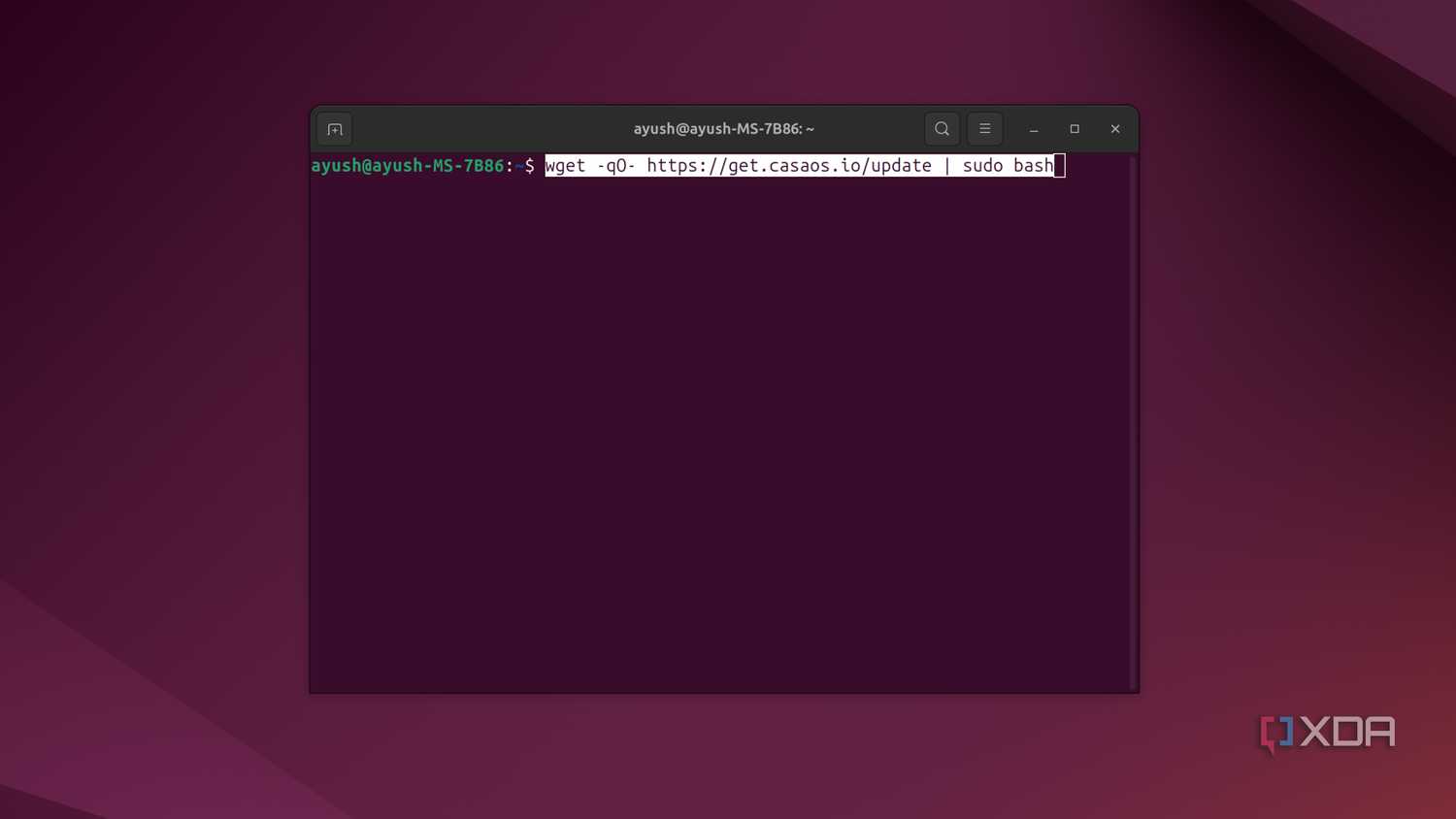 The command to install CasaOS on Ubuntu