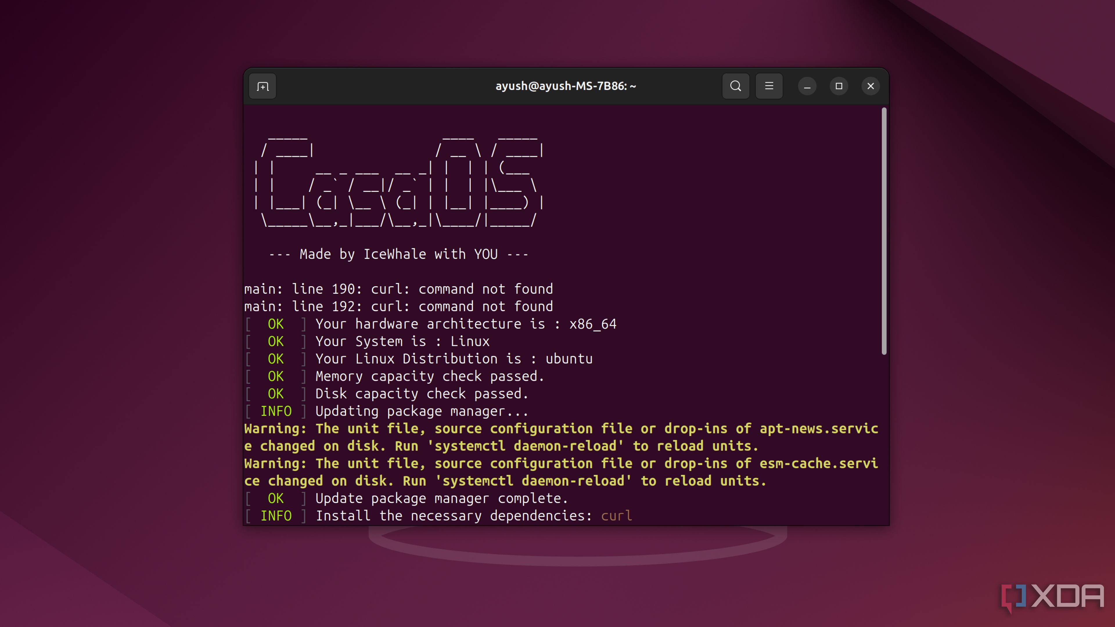 The CasaOS icon in the Ubuntu terminal
