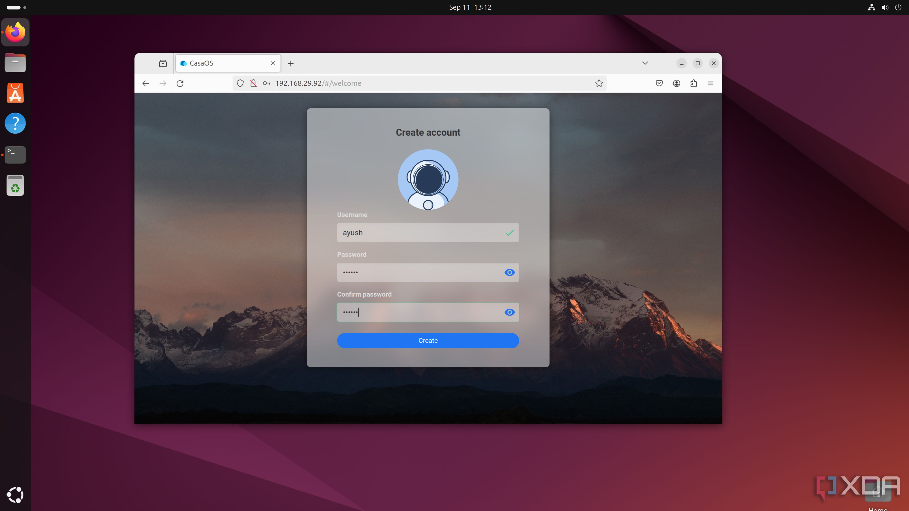Setting the username and password in the CasaOS web UI