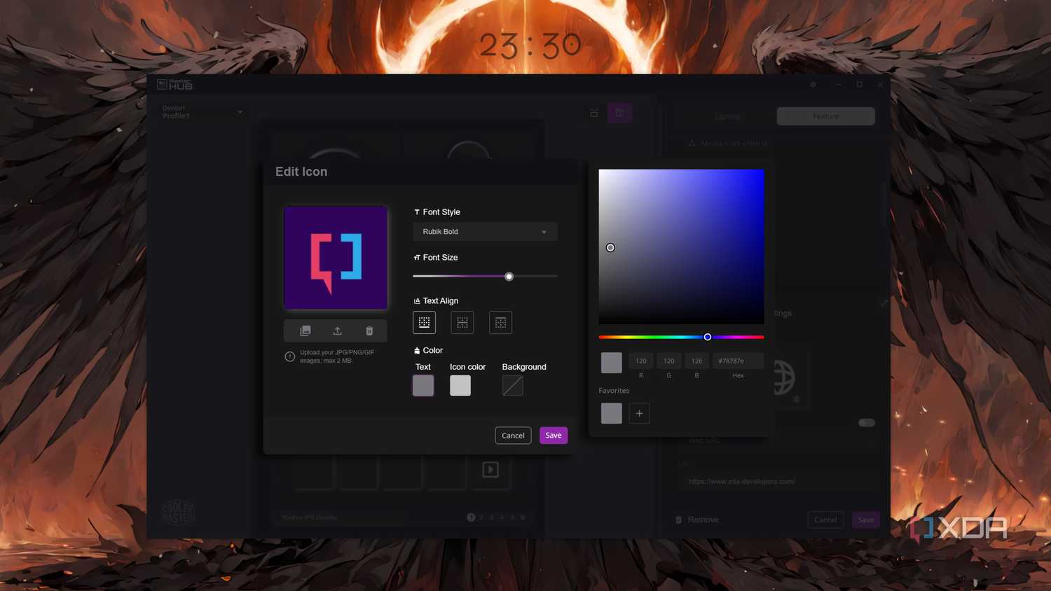 Adding an Icon to the button in the Cooler Master MasterHUB app