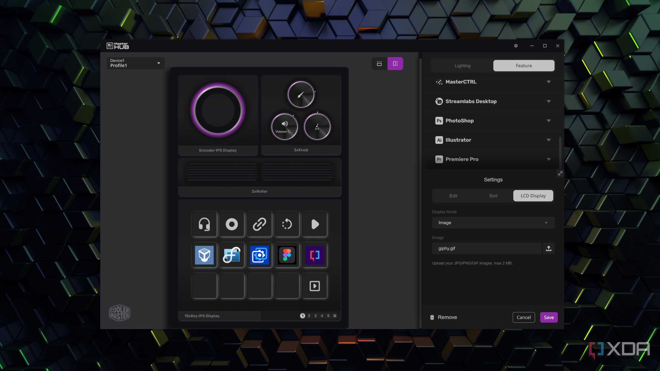 The UI of the Cooler Master MasterHUB app