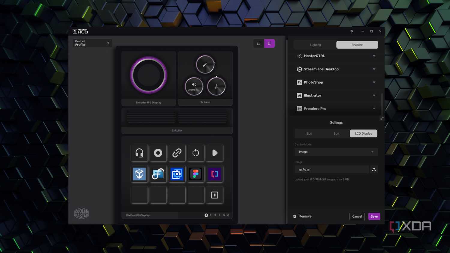 The UI of the Cooler Master MasterHUB app