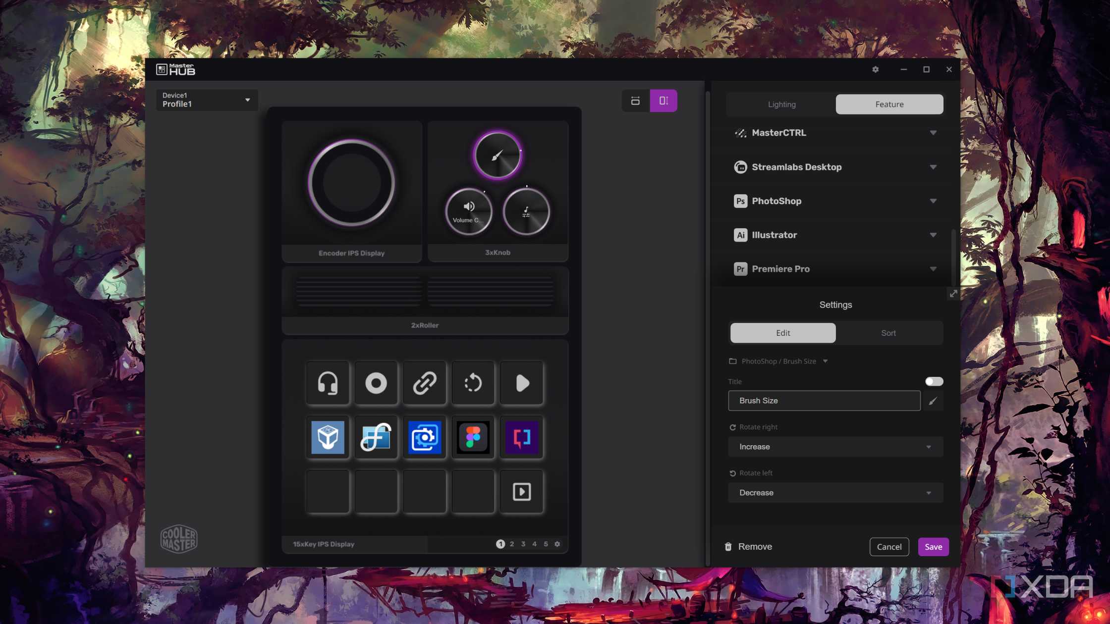 Adding a new button mapping in the Cooler Master MasterHUB app