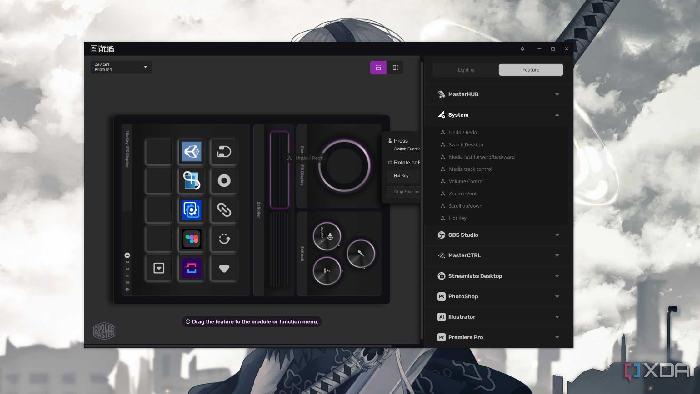Mapping an action to the 2-roller in the Cooler Master MasterHUB app
