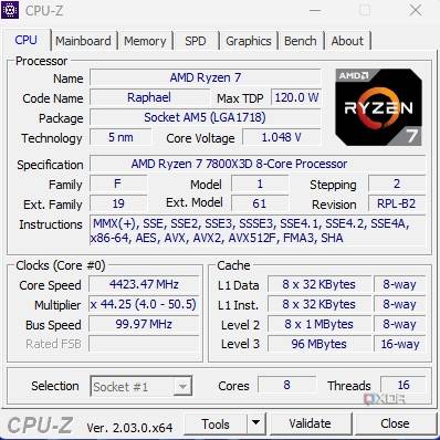 image showing the cpu-z cpu tab