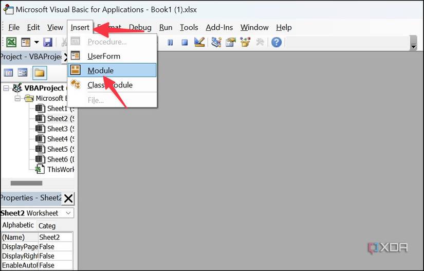 Open module in Visual Basic