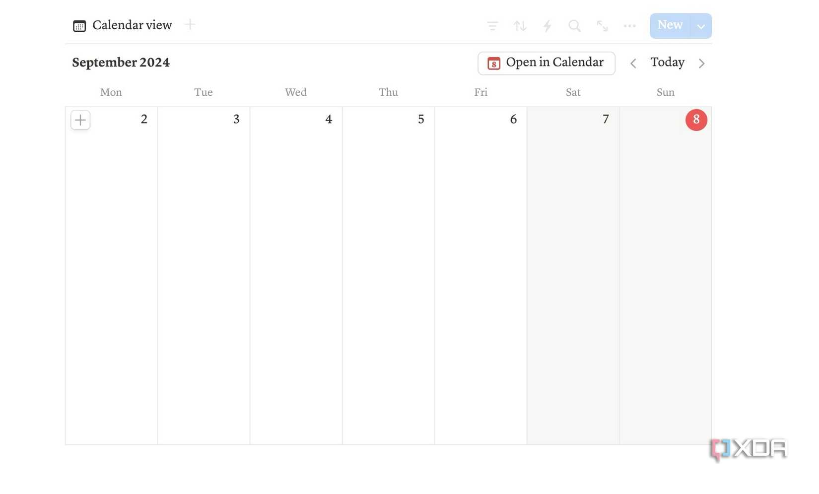 Weekly view in Notion