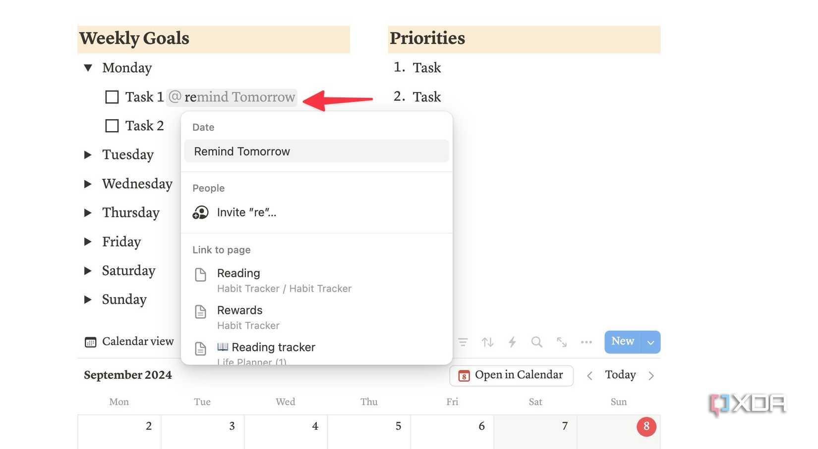 Set reminders in Notion