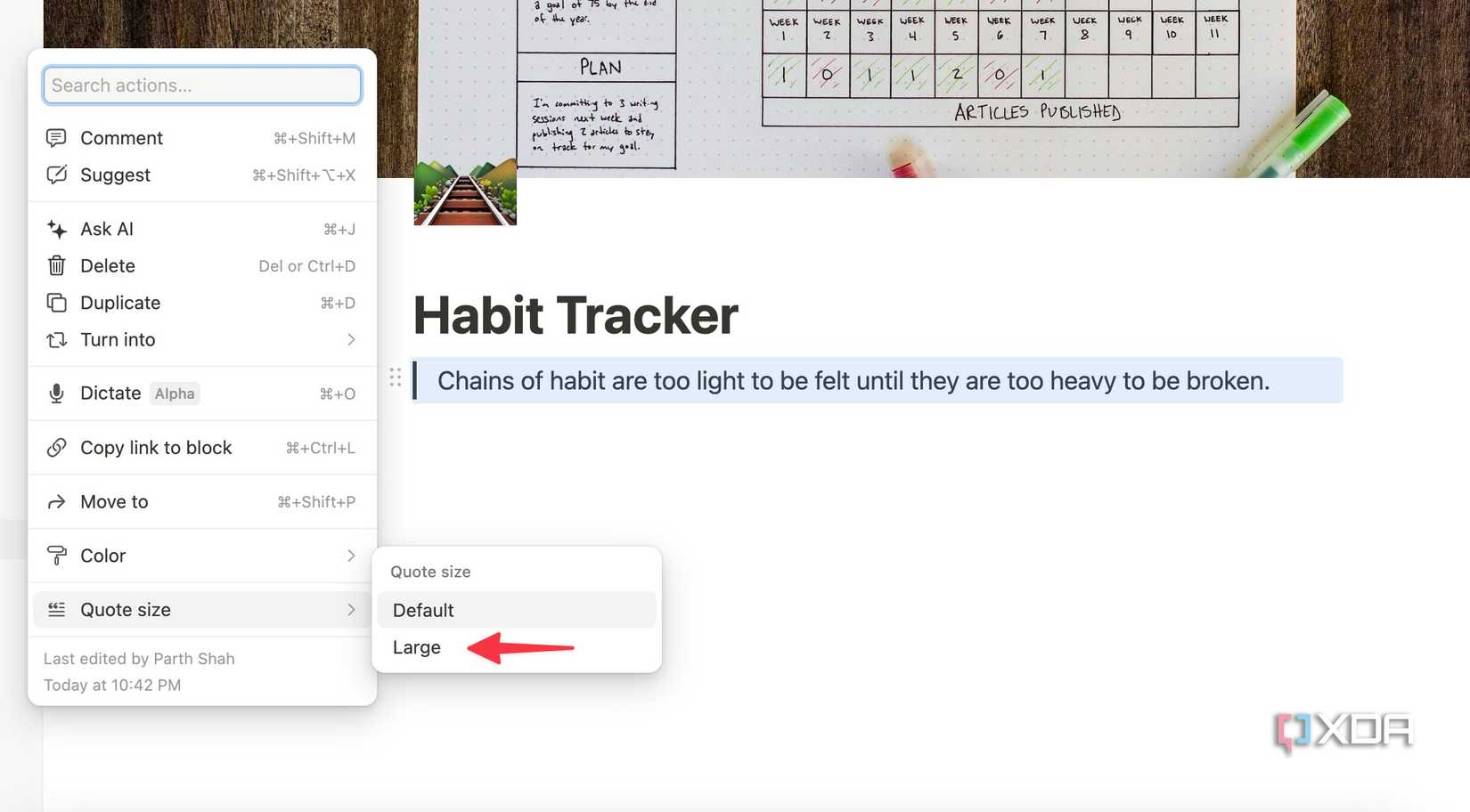 Add a quote in Notion
