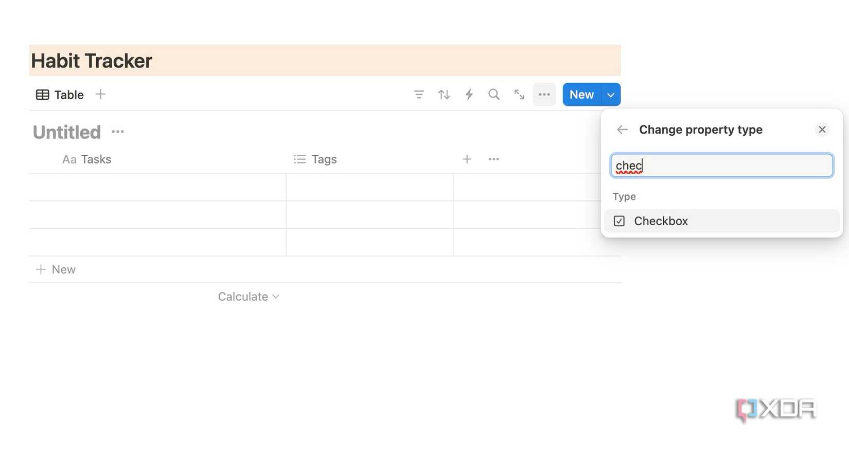 Change column type in Notion