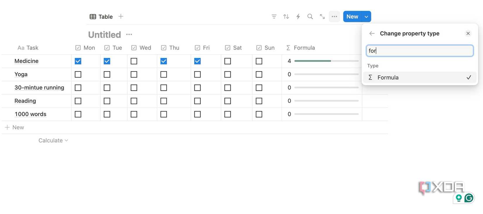 Add formula column in Notion