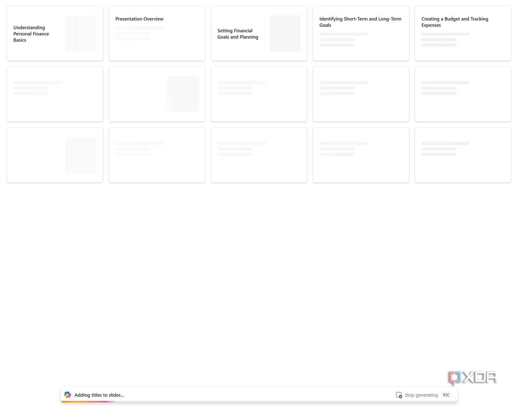 Copilot generating slides