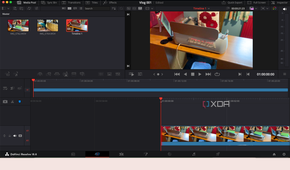 DaVinci Resolve video editor with video of a Cricut machine on the timeline