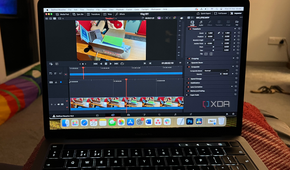 DaVinci Resolve video software on a MacBook