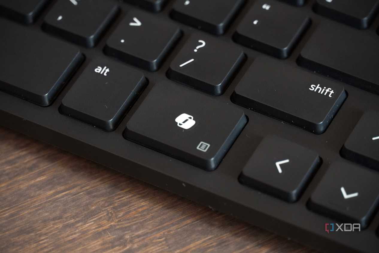 A close-up of the Copilot key.