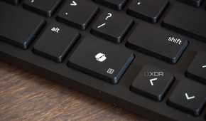 A close-up of the Copilot key.
