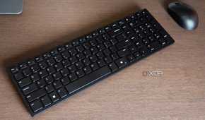 The Dell KM555 mouse and keyboard on a desk.