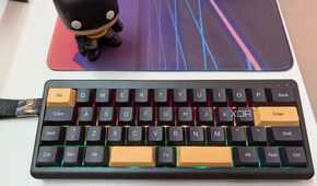 Top view of a black mechanical keyboard with RGB lighting