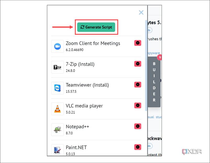 Click the Generate Script button