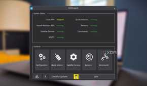 screenshot of hass.agent for home assistant floating over a blurred background of a laptop computer