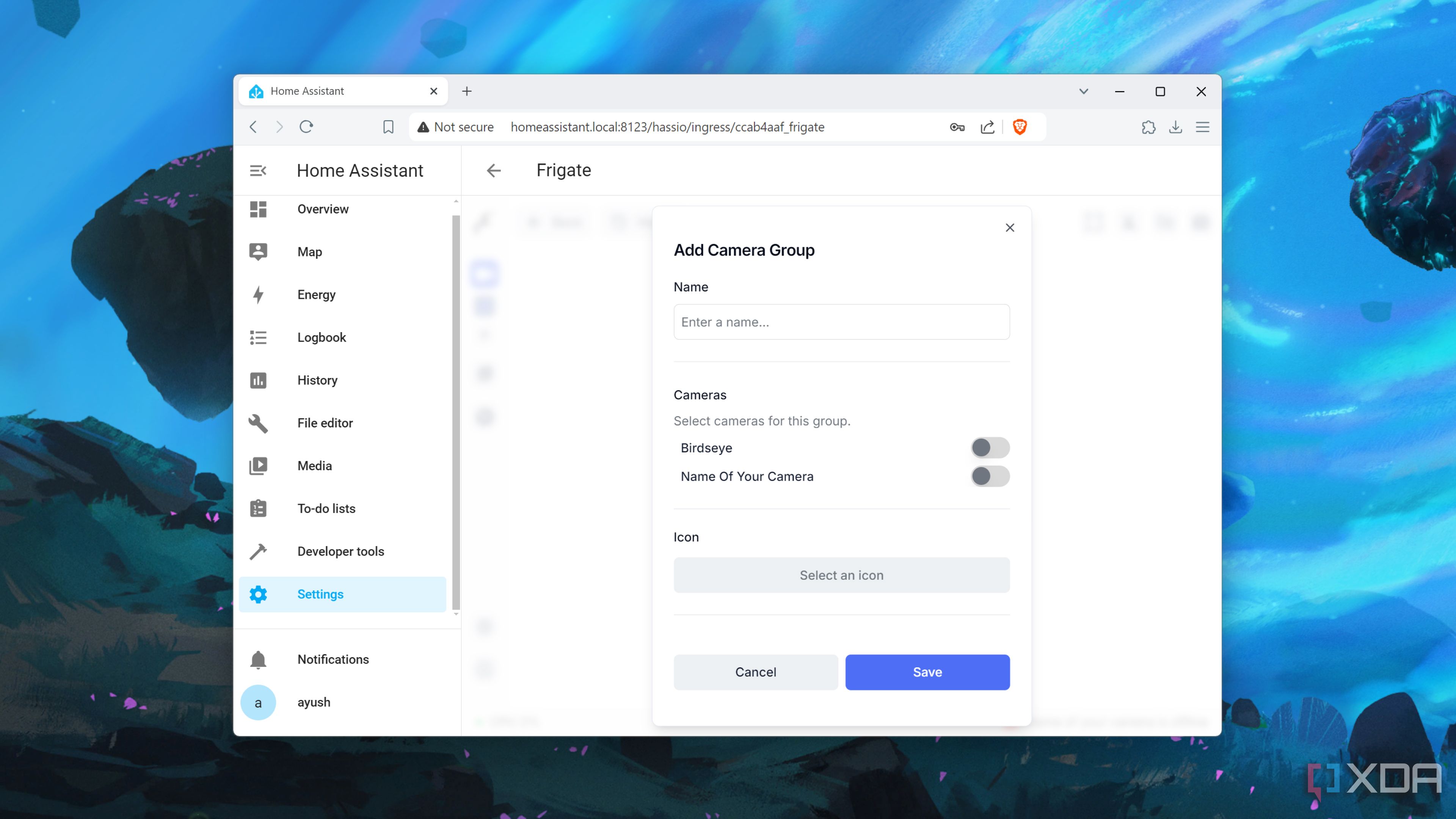 Running the Frigate add-on inside the Home Assistant UI