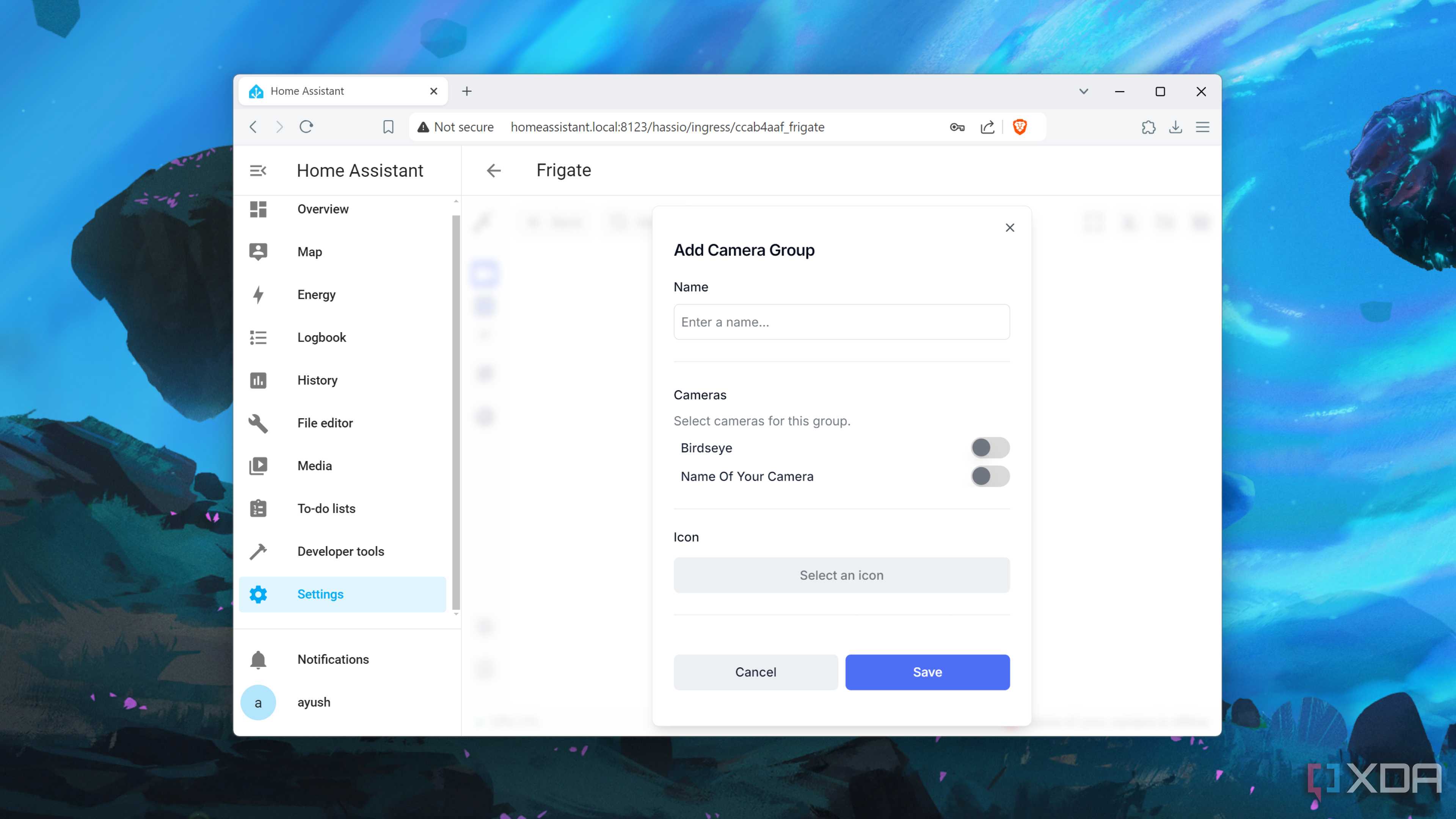Running the Frigate add-on inside the Home Assistant UI