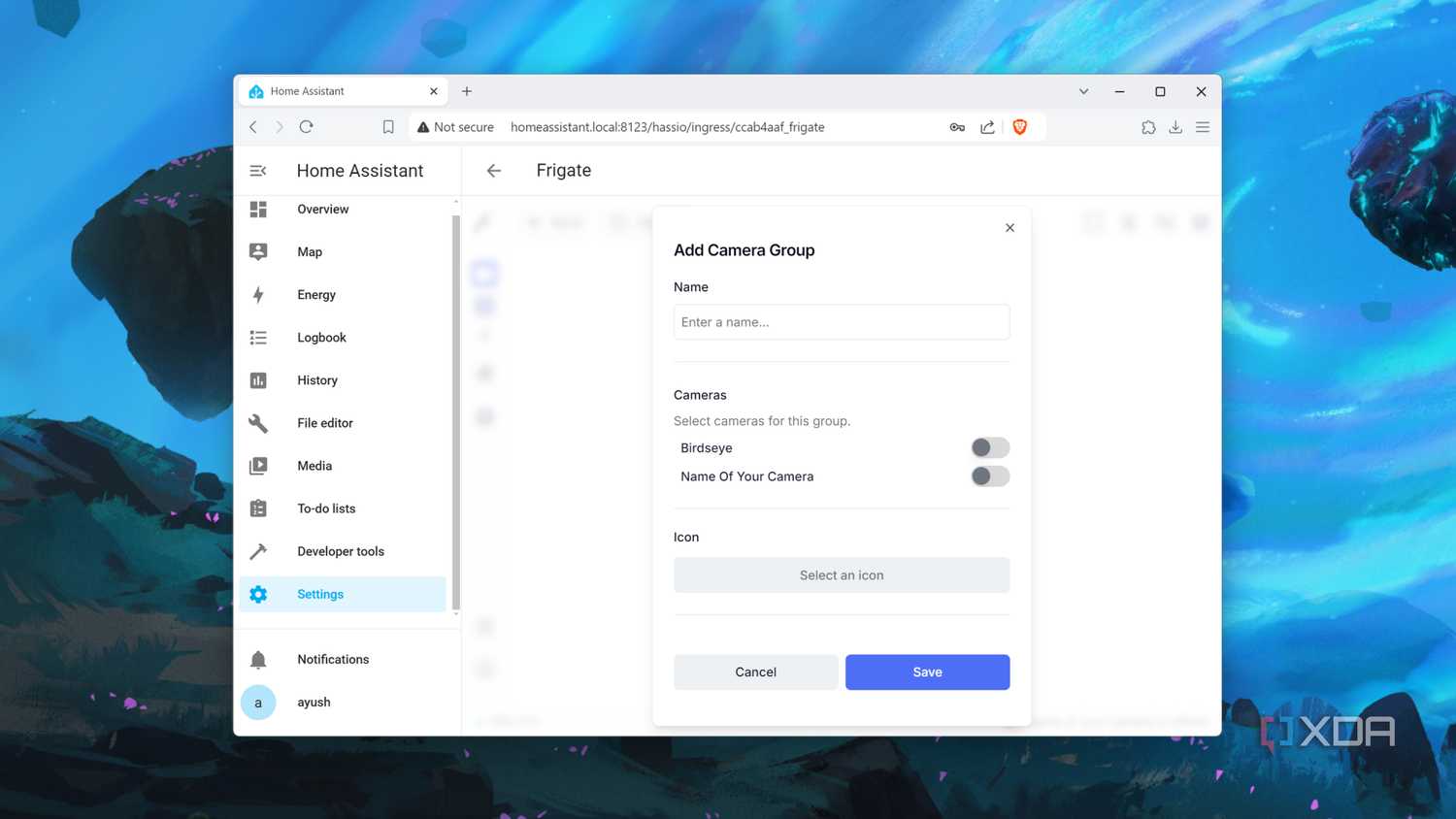 Running the Frigate add-on inside the Home Assistant UI