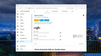 Running the Samba share add-on inside the Home Assistant UI