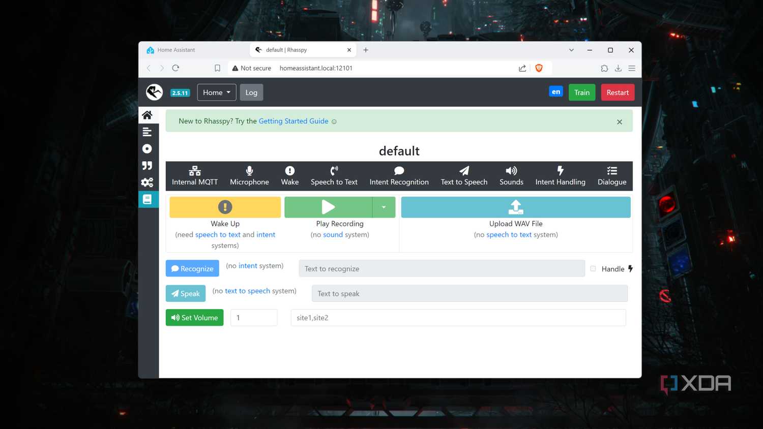 Running the Rhasspy add-on inside the Home Assistant UI