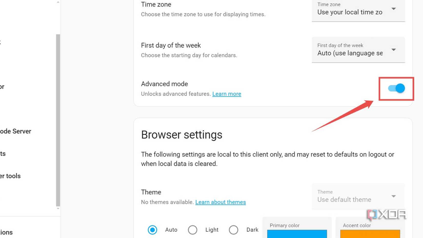 Enabling the Advanced mode in Home Assistant