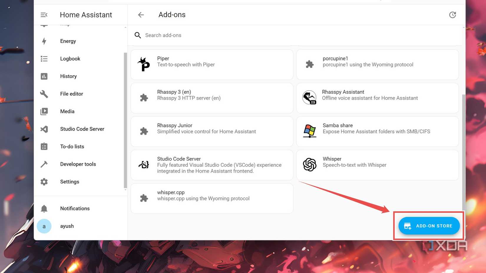 Launching the Add-on Store in Home Assistant