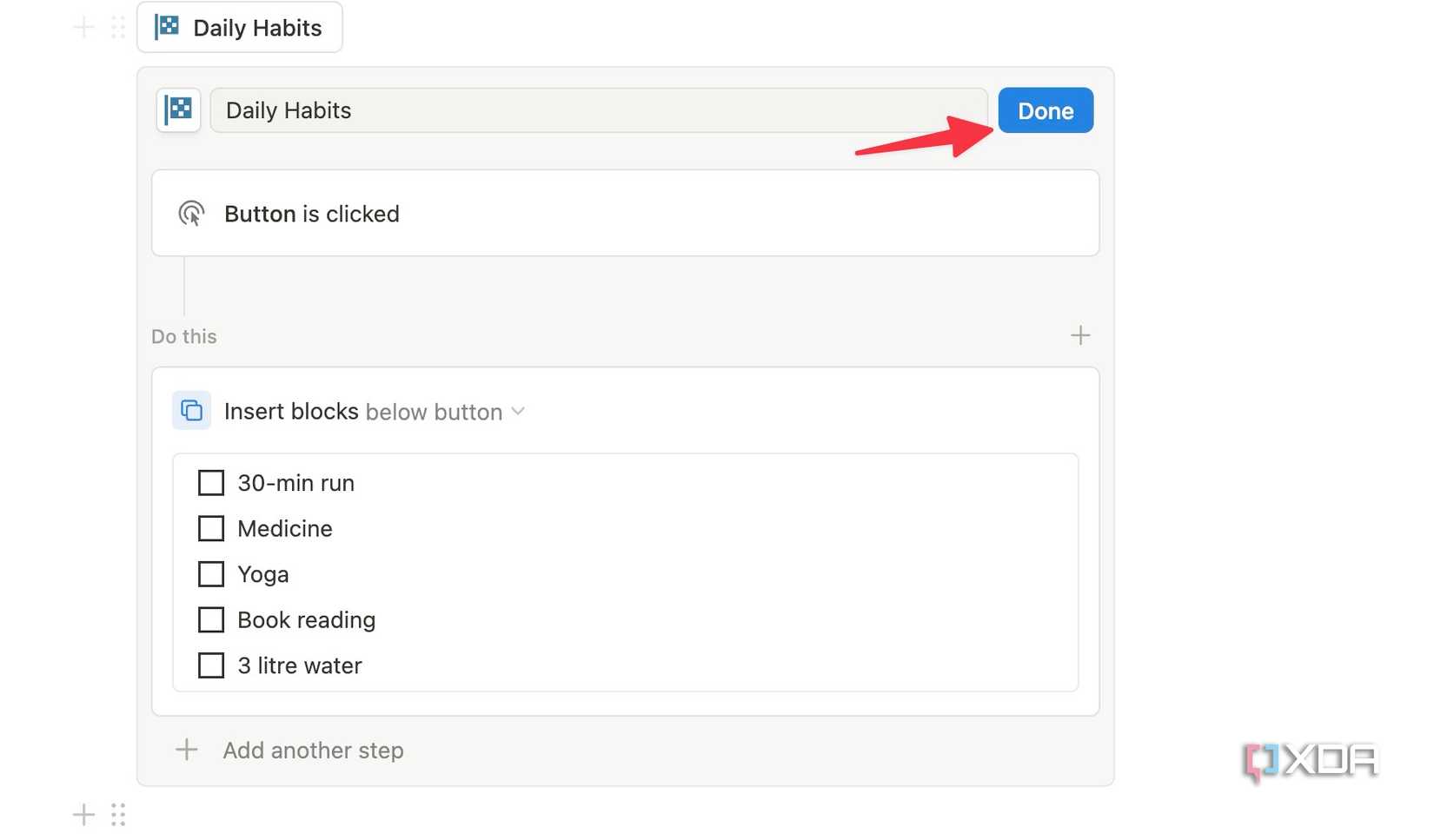 Create Notion button