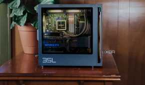 HP Omen 35L PC tower, side view