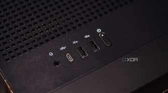 Inputs and power button on HP Omen 35L case