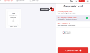 Screenshot showing iLovePDF compression tool