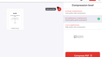 Screenshot showing iLovePDF compression tool