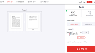 Screenshot showing iLovePDF pdf split tooks