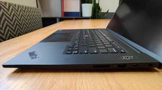 Side view of the Lenovo P16 Gen7 on a table
