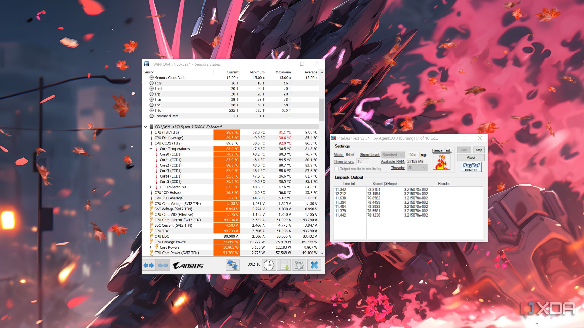 Running the Intel Burn Test on an unbranded thermal paste