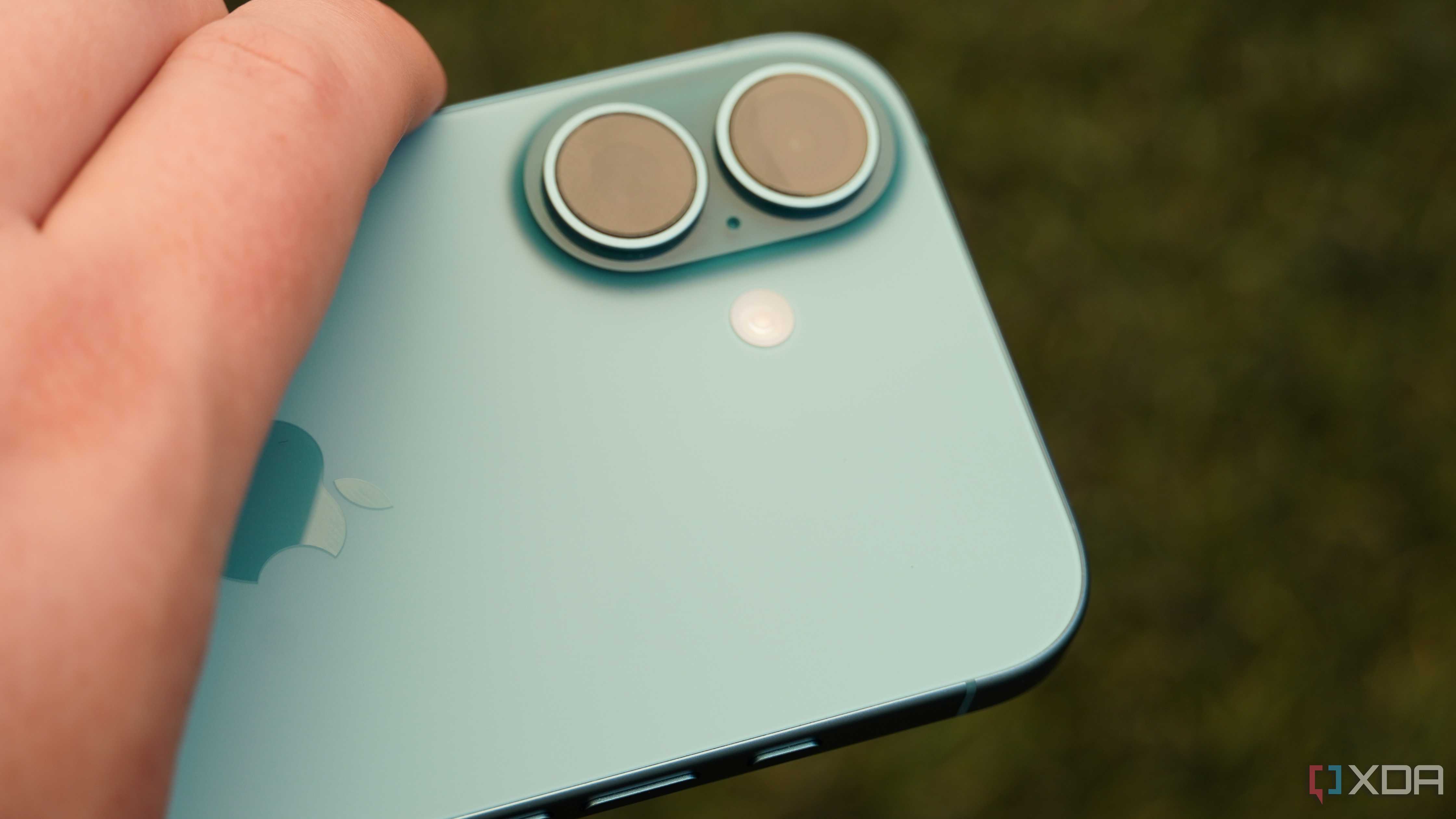 The camera bump on the iPhone 16.