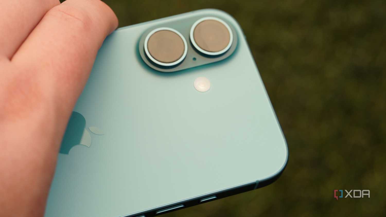 The camera bump on the iPhone 16.