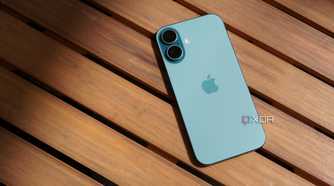 The iPhone 16 on a table.