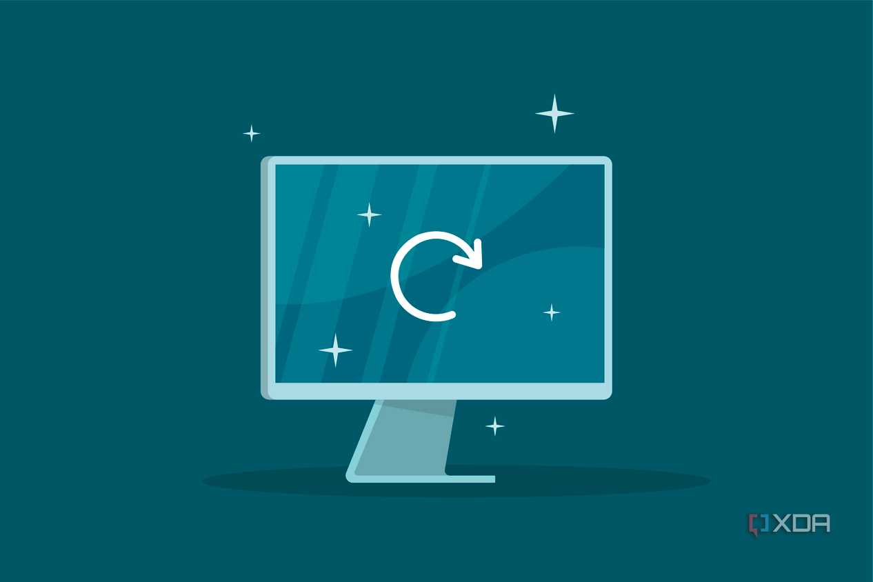 A graphic of a computer monitor with a refresh icon on the screen