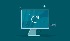 A graphic of a computer monitor with a refresh icon on the screen