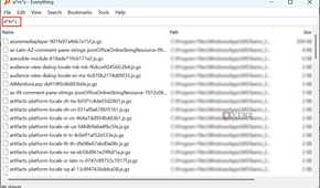 Screenshot of items with a, m. and z in their name chronologically