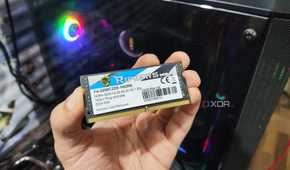 A person holding a 16GB RipJaws SODIMM memory module