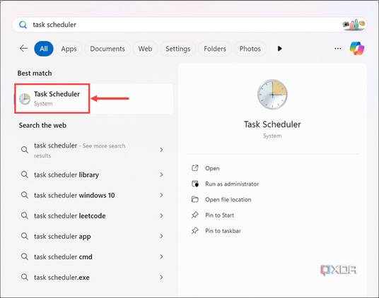 Screenshot of launching Task Scheduler