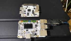 A Libre Computer La Frite AML-S805X-AC SBC placed near an Alta AML-A311D-CC AI SBC