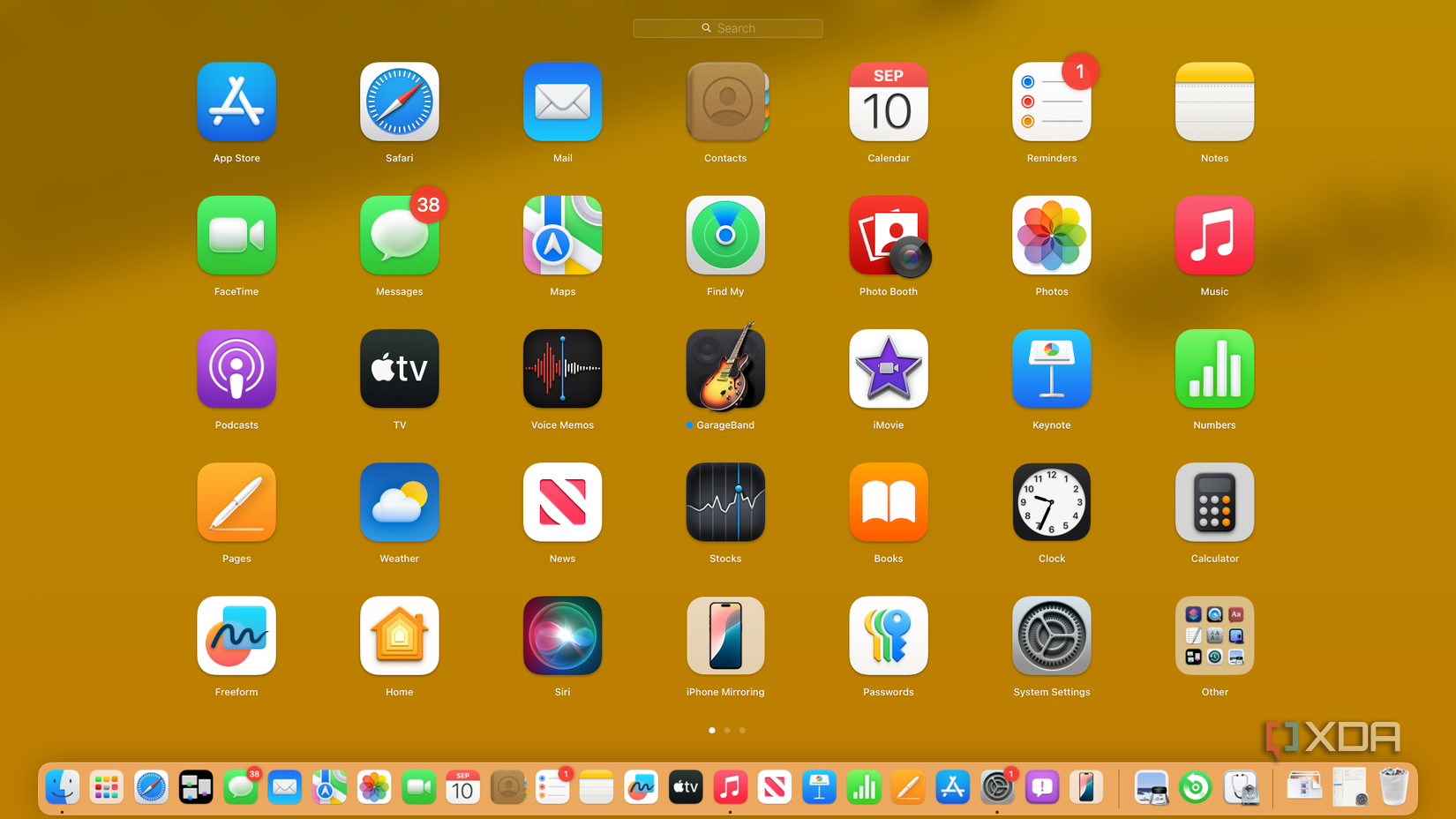 The launchpad with the system settings app on macOS Sequoia.